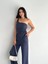 Asimetrik Crop Pantalon Ikili Takım - Lacivert 4