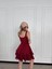 Fırfırlı Askılı Mini Elbise - Bordo 2