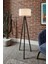Bristol Yuvarlak Krem Başlık Siyah Ayak Tripod Lambader 1