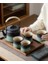 Japon Çay Seti 4 Çay Fincanı, Kabartmalı Seramik Çaydanlık ve Dahili Süzgeç 3