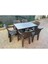 Luxury 6 Adet Acı Kahve Rattan Efektli Plastik Kollu Sandalye 70X120 Plastik Katlanır Metal Ayak Sandalye 1 Adet 1