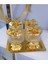Luxury Kare Tepsili Ayakli Cam 4 Lü Sekerlik Cerezlik Kapakli Gold Tepsili 1 Adet 4