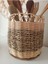 Luxury Hasır Bambu Rattan Ahşap Tabanlı Saksı,kaşıklık,taraklık 16X16 cm 1 Adet 2