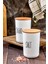 Luxury 2'lü Ahşap Vakum Kapaklı Transfer Etiketli Salt/sugar Akrilik Kavanoz 900ML 1 Adet 1