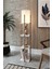 Beyaz Kahve Dekoratif Modern Ahşap Mdf 3 Katlı Raflı Sehpalı Lambader 1
