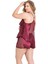 Büyük Beden Bordo Saten Babydoll Şort Takımı 2