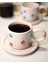 Mavi & Kırmızı Papatya Temalı 24K Altın Süslemeli Seramik Mug 2