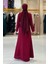 Taş Detaylı Abiye Elbise 3916 Bordo 2