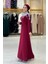 Taş Detaylı Abiye Elbise 3916 Bordo 3