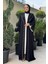 Taş Detaylı Abaya 70007 Siyah 1