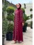 Taş Detaylı Abiye Elbise 3915 Bordo 2