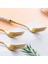 Paslanmaz Çelik Çatal Bıçak Takımı Yaratıcı Mermer Sofra Kahve Kaşığı Yeşim Meyve Çatalı Yeşil + Altın (Yurt Dışından) 4