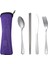 4 Parça Yemek Takımı Taşınabilir Paslanmaz Çelik Kaşık Çatal Biftek Bıçağı Seti Seyahat Çatal Bıçak Takımı Sofra Takımı Çantalı Mor (Yurt Dışından) 1