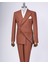 Italyan Stil Kruvaze Ceket Pantolon Takım Elbise Kahverengi T13304 1