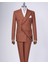 Italyan Stil Kruvaze Ceket Pantolon Takım Elbise Kahverengi T13304 4