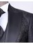 İtalyan kesim slim fit ceket yelek pantolon damatlık set siyah T12522 3