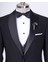 Italyan Stil Slim Fit Şal Yaka Ceket Yelek Pantolon Damatlık Set Siyah T12585 2