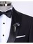 Italyan Stil Slim Fit Şal Yaka Ceket Yelek Pantolon Damatlık Set Siyah T12585 3