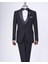 Italyan Stil Slim Fit Şal Yaka Ceket Yelek Pantolon Damatlık Set Siyah T12585 4