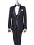 Italyan Stil Slim Fit Şal Yaka Ceket Yelek Pantolon Damatlık Set Siyah T13691 1