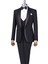 Italyan Stil Slim Fit Şal Yaka Ceket Yelek Pantolon Damatlık Set Siyah T13691 3