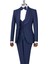 Italyan Stil Slim Fit Şal Yaka Ceket Yelek Pantolon Damatlık Set Lacivert T13693 5