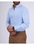 Italyan Stil Slim Fit Dik Yaka Duble Manşet Erkek Gömlek Mavi T11955 5