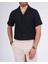 Italyan Stil Slim Fit Örme Dokulu Kısa Kollu Erkek Gömlek Siyah T13627 1
