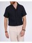 Italyan Stil Slim Fit Örme Dokulu Kısa Kollu Erkek Gömlek Siyah T13627 4