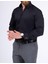 Italyan Stil Slim Fit Dik Yaka Duble Manşet Erkek Gömlek Siyah T11954 4
