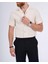Italyan Stil Slim Fit Örme Dokulu Kısa Kollu Erkek Gömlek Ekru T13629 4