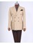 Italyan Stil Slim Fit 8 Drop Balıksırtı Desen Ceket Bej T13441 3