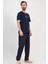 Mavi Erkek Kısa Kollu Pijama Takımı 2