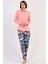 Pembe Kadın Uzun Kollu Pamuklu Pijama Takımı 1
