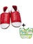 Ikili Set, 6-18AY Iplay Mama Önlüğü ve 0-6AY Bebek Sneaker Red El Yapımı Hakiki Deriden Patik 1