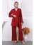 Bordo Yan Bağlamalı Tunik Pantolonlu Takım 2