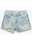Yüksek Bel Rahat Kesim Pamuklu Yırtık Mini Denim Şort 1