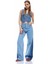 Yüksek Bel Geniş Paça Renk Bloklu Pamuklu Denim Pantolon- Wide Leg Jeans 1