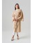 Kimono Camel Rengi Uzun Kuş Desenli Nakışlı 3