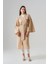 Kimono Camel Rengi Uzun Kuş Desenli Nakışlı 4