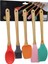 5 Parça Ahşap Saplı Büyük Renkli Silikon Mutfak Set Fırça - Kaşık - Servis K. - Spatula - Karıştırıcı (4887) 1
