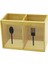 2 x Kare Bölmeli Ahşap Bambu Kaşıklık Şeffaf Pvc Pencereli 2 x 9X9CM (4887) 1