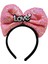 LED Işıklı 3 Farklı Fonksiyonda Yanan Gümüş Love Yazılı Fuşya Pembe Fiyonk Taç 20 x 17 cm (4887) 2