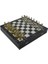 Orta Boy Metal Osmanlı-Bizans Satranç Takımı Parlak ve Mermer Desenli Sandıklı Mdf Tahtası (36X36X6 Cm.) 2