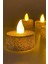 Dekoratif 4 Adet LED Tealight Mum Alev Efektli LED Işıklı Mum Dekor Alevsiz Mum Altın Renk 3
