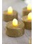 Dekoratif 4 Adet LED Tealight Mum Alev Efektli LED Işıklı Mum Dekor Alevsiz Mum Altın Renk 4