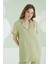 Yeşil Önden Düğmeli Müslin Pijama Takım 2