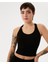Kadın Siyah Halter Half Crop Bluz - EcoVero™ Viskoz, İç Sütyenli, Göğüs Pedli, Halter Yaka, Crop Spor Bluz 4