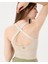 Krema Çapraz Sırt Halter Bluz 2