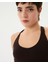 Kadın Kahverengi Halter Half Crop Bluz - EcoVero™ Viskoz, İç Sütyenli, Göğüs Pedli, Halter Yaka, Crop Spor Bluz 5